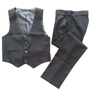 Spring Notion Boys' Black 2-Piece Vest & Pant Set Adjustable Size 10 Formal